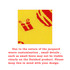A close-up of yellow compression socks featuring red patterns, including gift designs, with a logo present.