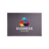 A diatomite floor mat in grey featuring a colourful geometric logo and text layout, designed for office use.