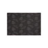 A plush floor mat featuring a dark grey floral pattern, with a subtle logo in the design.