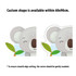 A plush mat featuring a koala design with light grey and green colours, available in a custom shape of 60x90 cm.
