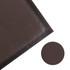 A dark brown debossed mat with a textured surface, featuring a rounded corner in a close-up view.