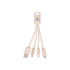 A square-shaped wheat straw charging cable in beige, featuring a USB connector and multiple charging tips.