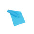 A blue latex-free TPE fitness resistance band, rolled and flat, designed for exercise and stretching.