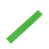 A green latex-free TPE fitness resistance band laid flat on a white background, featuring a logo.
