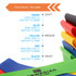 A set of five colours of TPE fitness resistance bands in green, blue, yellow, red, and black, displayed in varying sizes.