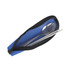 A blue zip pouch containing a stainless steel fork, spoon, and chopsticks set.