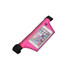 A pink sports waist bag with a transparent pocket designed to hold a mobile phone, featuring an adjustable strap.