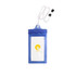 A blue waterproof phone bag with a neck string and a logo, designed for protecting devices from water.