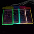 Four waterproof phone bags in vibrant colours, featuring fluorescent outlines and interlocking closures, each holding a phone.