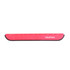 A pink multifunctional scissors tool with a ruler feature, featuring a logo on the surface.