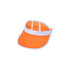 An orange PVC sunscreen hat with a white band and a clear visor. It features a logo on the band.