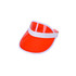 A red PVC sunscreen hat with a clear visor and a white band. It features a logo on the band.