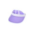 A purple PVC sunscreen hat with a wide transparent visor and a white strap. It features a logo on the side.
