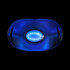 A blue LED ice bucket with a smooth, rounded design and two side handles. It features an interior light.