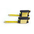 Two yellow and black multifunctional tape measures with a retractable measuring tape and a built-in level.