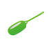 A green silicone luggage tag with a clear section for information and a loop for attachment.