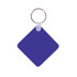 A square keyring in a rich violet colour with a silver metal keyring attachment. It features a plain design.