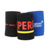 Stubby holders in black and blue, featuring branding on the front, designed to keep drinks insulated.