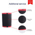 A stubby holder featuring a black exterior with red trim, showcasing overlocking and taped seam details.