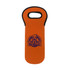 An orange single bottle wine cooler with a black trim and a logo on the front.