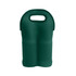 A green neoprene double beer bottle carrier with a handle for easy carrying and a sleek design.