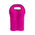 A drink bottle carrier in vibrant pink neoprene, featuring a handle and double bottle capacity.