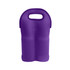 A drink bottle carrier in vibrant purple colour, designed for holding two bottles, featuring a convenient handle and branding.