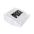 A white Tyvek cooler lunch bag with a logo, featuring a unique, crumpled design.