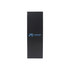 A black foldable wine box with a logo on the side, designed for a single bottle.