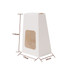 A white trapezoidal box with a transparent window, measuring 110cm tall, 73cm wide, and 50cm deep.