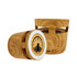 A bamboo Bluetooth speaker with a wireless charging feature, showcasing a circular design and a logo on the front.
