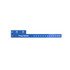 A blue disposable PVC wristband with tabbed design, featuring icons and space for text.