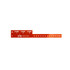 A red PVC wristband featuring three tabbed sections and a logo, designed for events and exhibitions.
