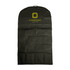 A black non-woven car seat cover featuring a logo at the top. Ideal for outdoor and leisure use.