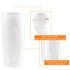 A drink bottle made from BPA-free materials, featuring a clear design with measurement markings and a wide mouth opening.
