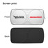 A foldable car shade featuring a white front with a logo and a black back. Ideal for protecting vehicles from sunlight.