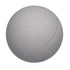 A white volleyball-shaped stress reliever with textured details, featuring a logo on its surface.