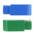 A blue and green garbage truck shape stress reliever, designed for fun and stress relief. Features a logo.