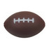 A brown rugby-shaped stress reliever with white laces, featuring a textured surface, displayed against a plain background.