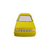 A yellow minibus-shaped stress reliever with a simple design and a blank front. It features a logo on one side.