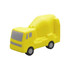 A yellow cement mixer truck stress reliever with grey detail, featuring wheels and a playful car shape.