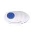 A ship-shaped stress reliever in white with blue accents, featuring a simple, smooth design.