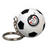 A keyring featuring a black and white football stress reliever, attached to a metal chain. It includes a logo.