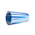 A drink bottle in swirling blue and white colours with a smooth silicone texture and a rounded shape.