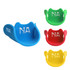 A collection of four Sponge Cow Boy Party Hats in blue, green, red, and yellow, featuring a logo on each.