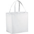 A white non-woven shopper tote bag with two handles, featuring a simple design and ample storage space.