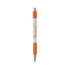A white pen with orange accents and a textured grip. It features a logo on the barrel.