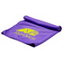 A purple cooling towel featuring a logo, neatly folded on a white background.