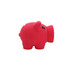 A bright pink pig-shaped money box with a small slot for coins and plastic eyes, featuring a simple design.