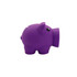 A purple money box shaped like a pig, featuring a round body and small details like ears and eyes.